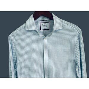 Charles Tyrwhitt Dress Button-down Shirt Woven Baumwolle Cotton White Blue Check